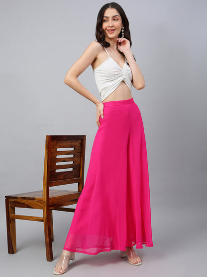 Women’s Freesize Georgette Flared Sharara Palazzo Pant with Lining