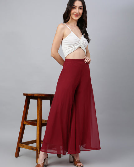 Women’s Freesize Georgette Flared Sharara Palazzo Pant with Lining