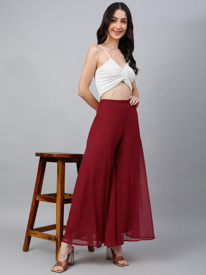 Women’s Freesize Georgette Flared Sharara Palazzo Pant with Lining