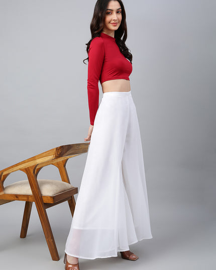 Women’s Freesize Georgette Flared Sharara Palazzo Pant with Lining