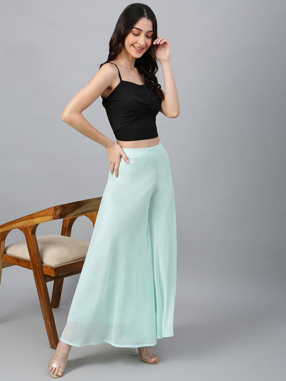 Women’s Freesize Georgette Flared Sharara Palazzo Pant with Lining
