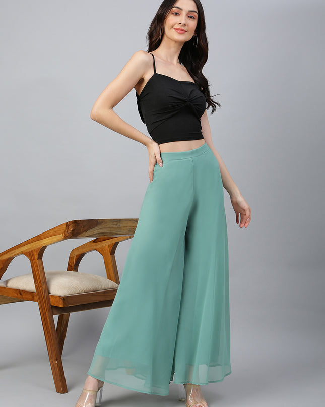 Women’s Freesize Georgette Flared Sharara Palazzo Pant with Lining