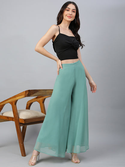 Women’s Freesize Georgette Flared Sharara Palazzo Pant with Lining