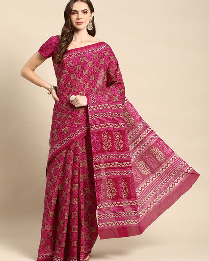 Pure Cotton Printed Mulmul Saree for Women with Blouse Piece