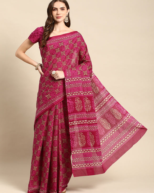 Pure Cotton Printed Mulmul Saree for Women with Blouse Piece