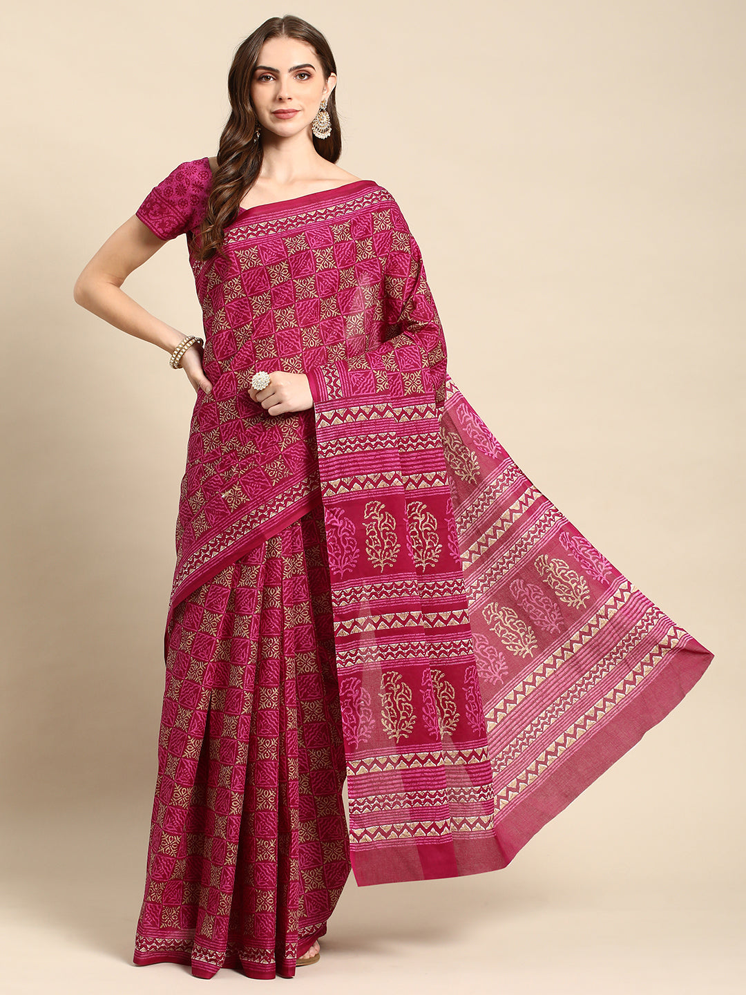Pure Cotton Printed Mulmul Saree for Women with Blouse Piece