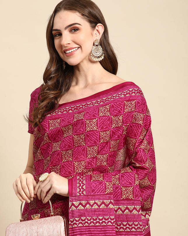 Pure Cotton Printed Mulmul Saree for Women with Blouse Piece