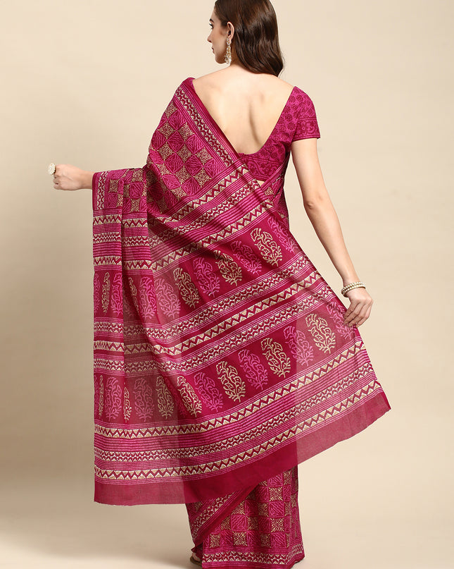 Pure Cotton Printed Mulmul Saree for Women with Blouse Piece