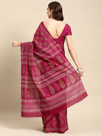 Pure Cotton Printed Mulmul Saree for Women with Blouse Piece