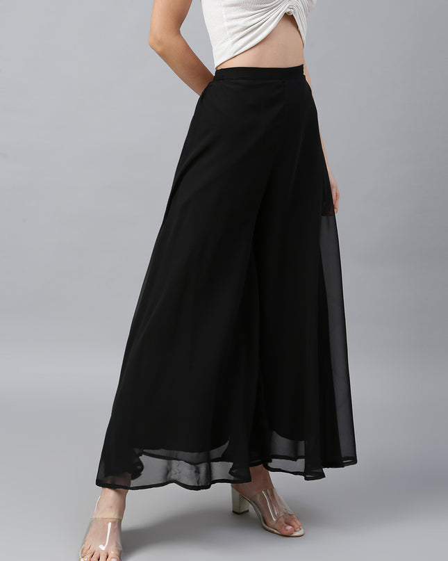 Women’s Freesize Georgette Flared Sharara Palazzo Pant with Lining