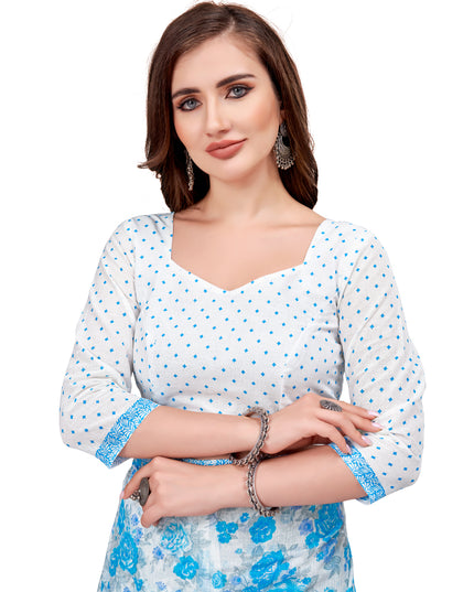 Pure Cotton Printed Mulmul Saree for Women with Blouse Piece