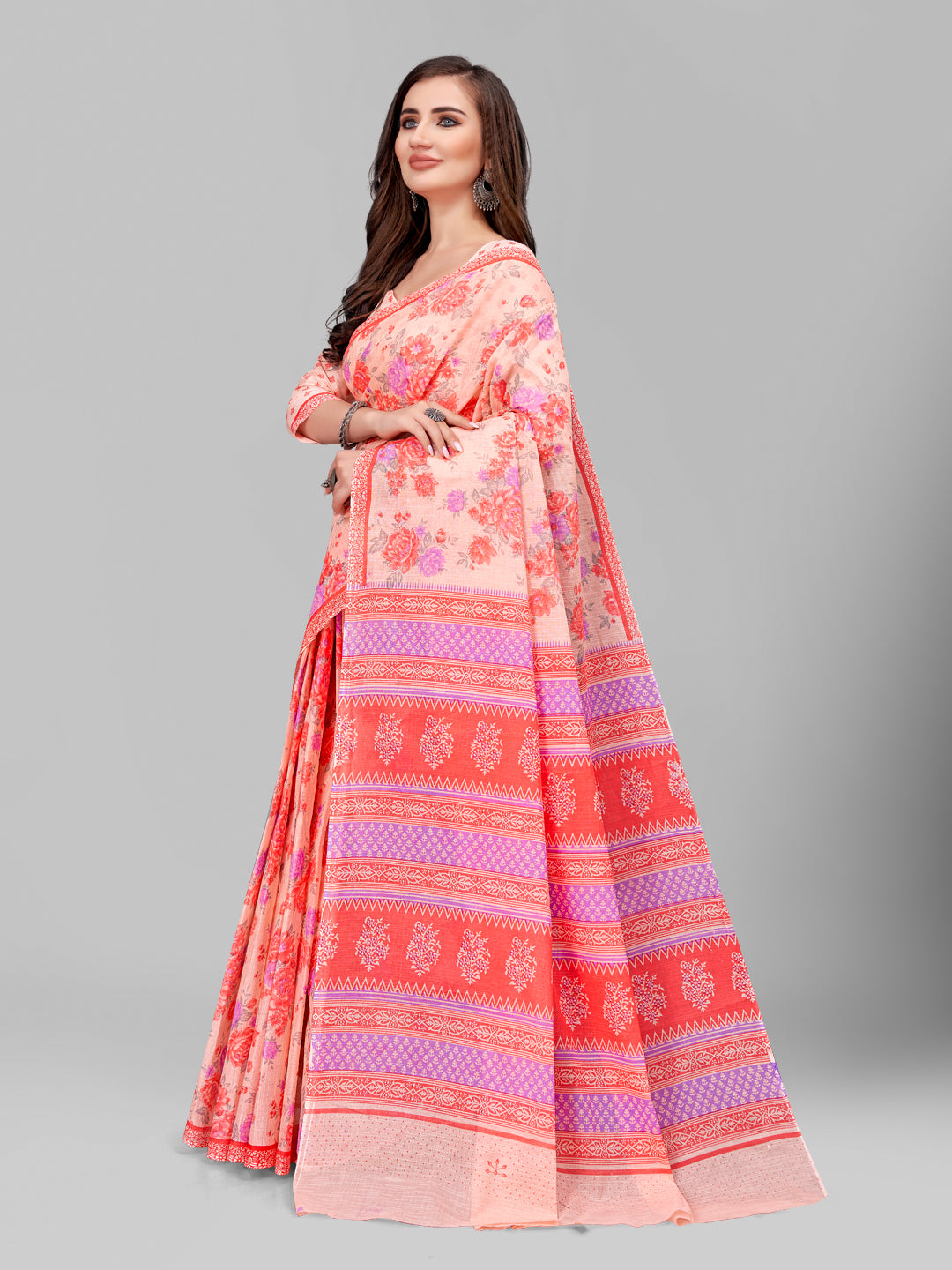 Pure Cotton Printed Mulmul Saree for Women with Blouse Piece