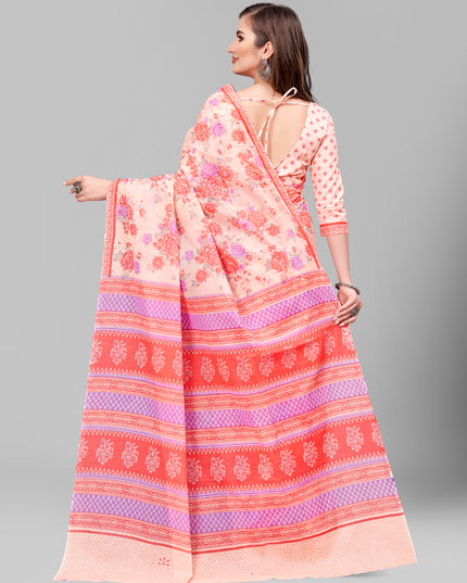 Pure Cotton Printed Mulmul Saree for Women with Blouse Piece