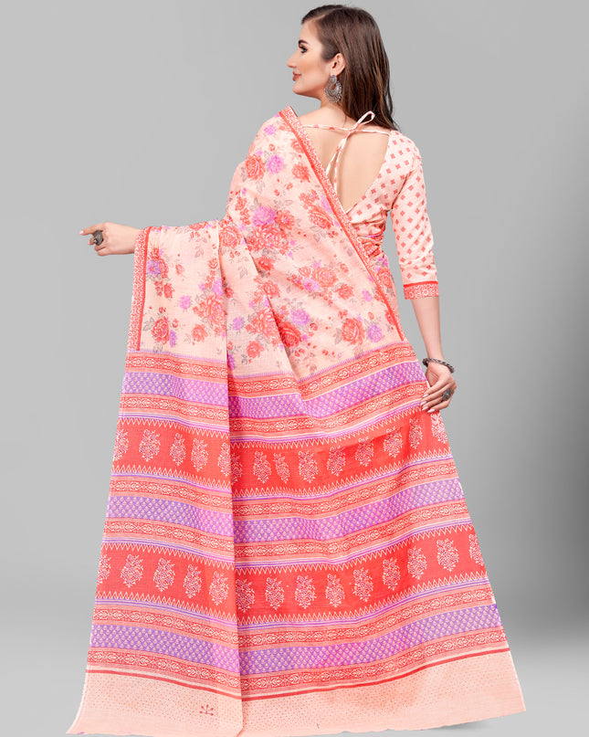 Pure Cotton Printed Mulmul Saree for Women with Blouse Piece