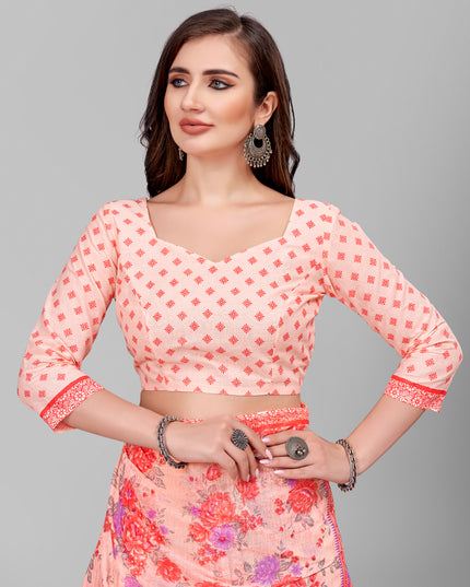 Pure Cotton Printed Mulmul Saree for Women with Blouse Piece