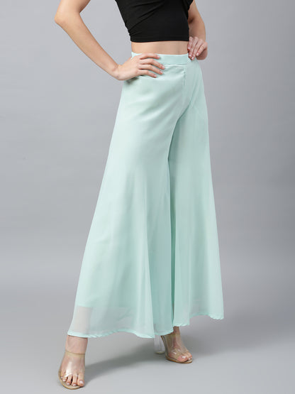 Women’s Freesize Georgette Flared Sharara Palazzo Pant with Lining