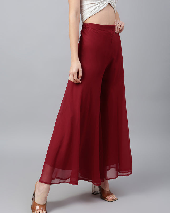Women’s Freesize Georgette Flared Sharara Palazzo Pant with Lining