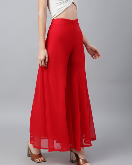 Women’s Freesize Georgette Flared Sharara Palazzo Pant with Lining
