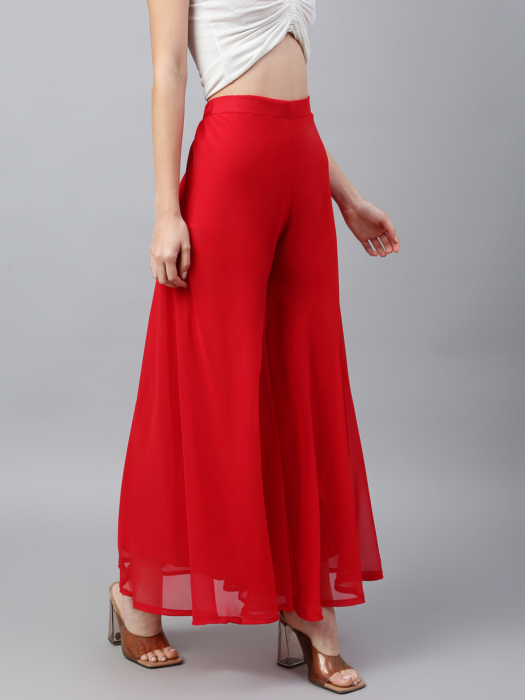 Women’s Freesize Georgette Flared Sharara Palazzo Pant with Lining