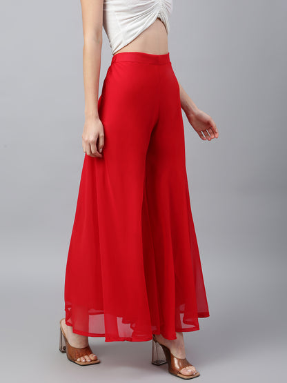 Women’s Freesize Georgette Flared Sharara Palazzo Pant with Lining