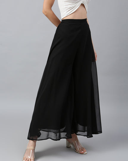Women’s Freesize Georgette Flared Sharara Palazzo Pant with Lining