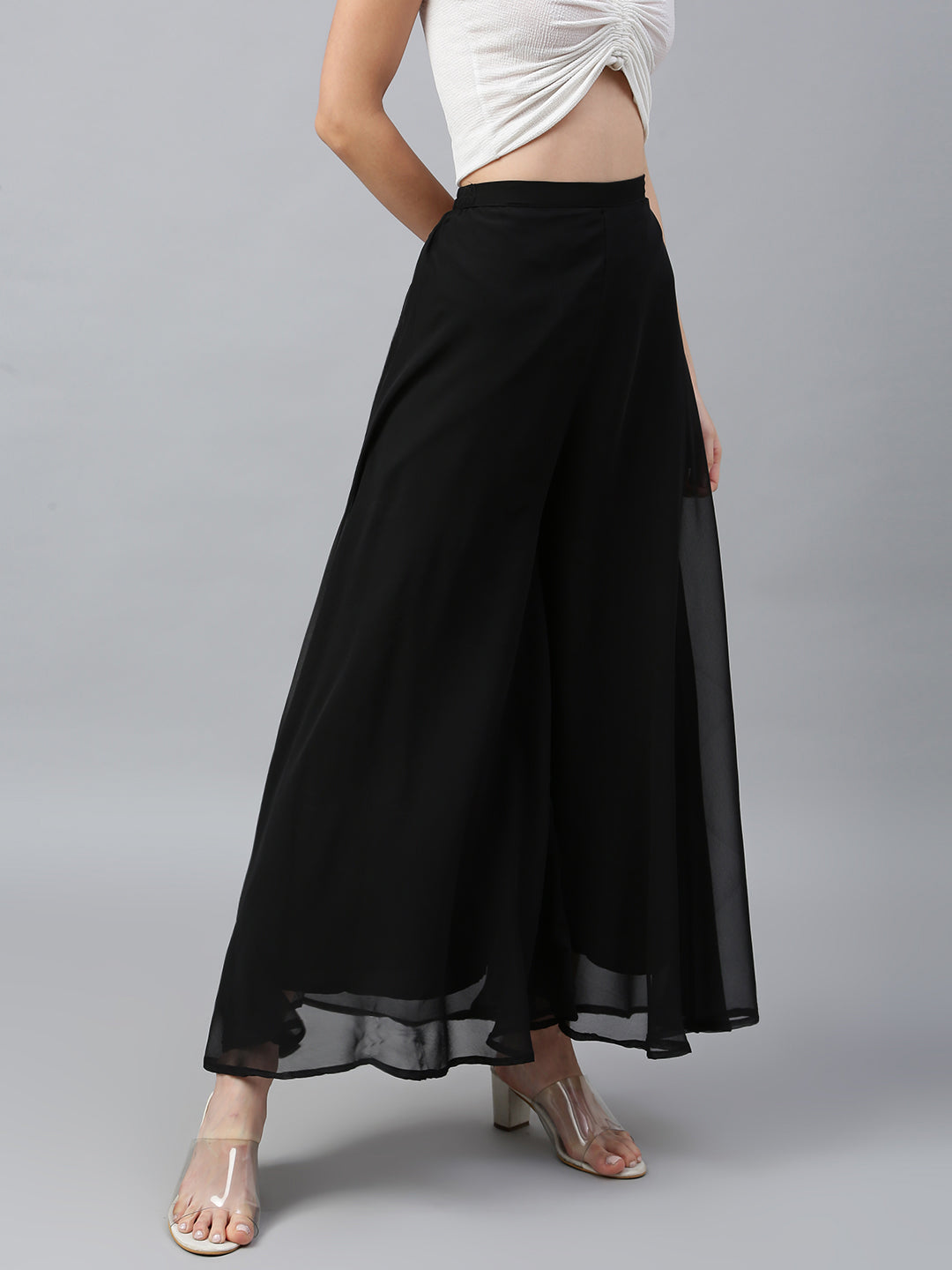 Women’s Freesize Georgette Flared Sharara Palazzo Pant with Lining
