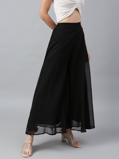 Women’s Freesize Georgette Flared Sharara Palazzo Pant with Lining