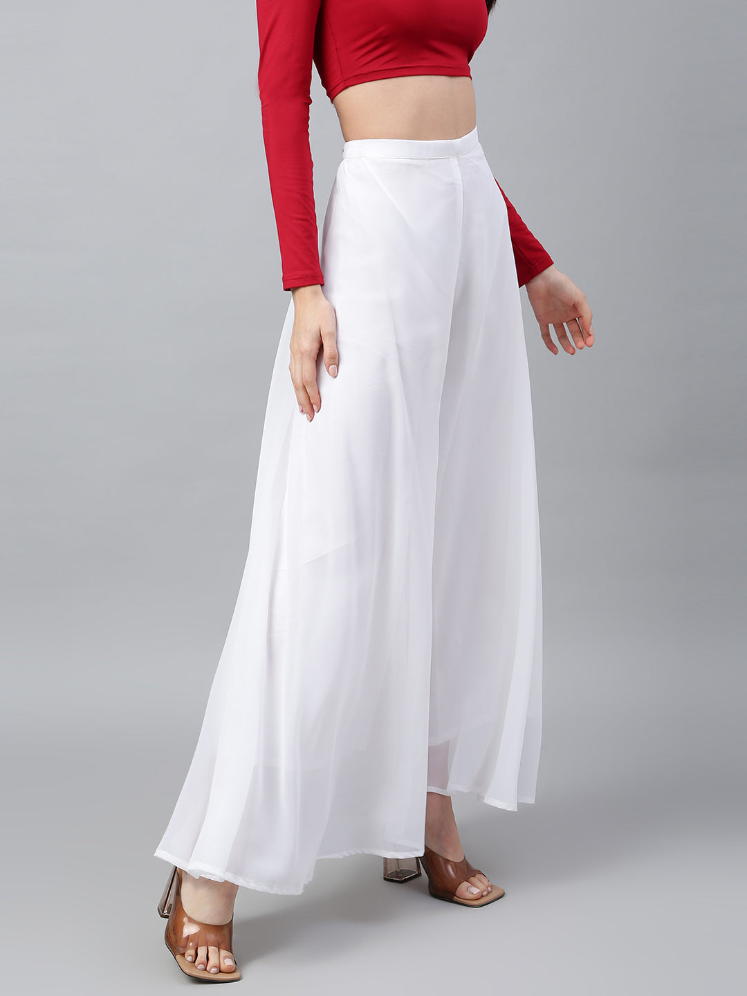 Women’s Freesize Georgette Flared Sharara Palazzo Pant with Lining