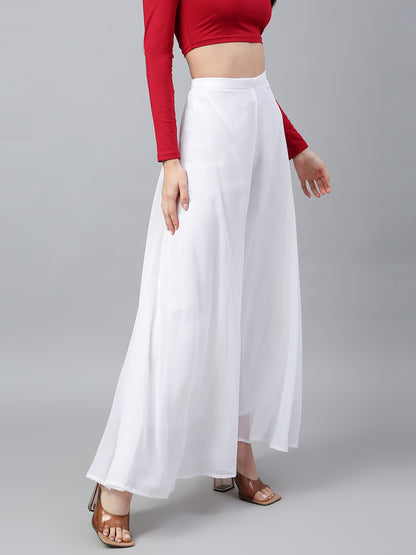 Women’s Freesize Georgette Flared Sharara Palazzo Pant with Lining