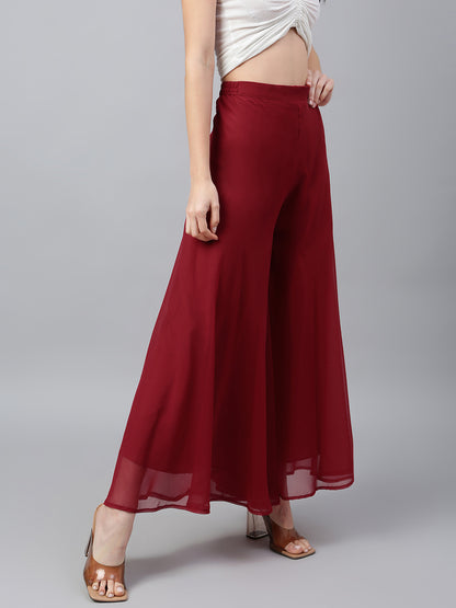 Women’s Freesize Georgette Flared Sharara Palazzo Pant with Lining
