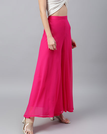 Women’s Freesize Georgette Flared Sharara Palazzo Pant with Lining