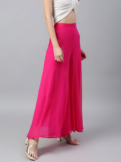 Women’s Freesize Georgette Flared Sharara Palazzo Pant with Lining