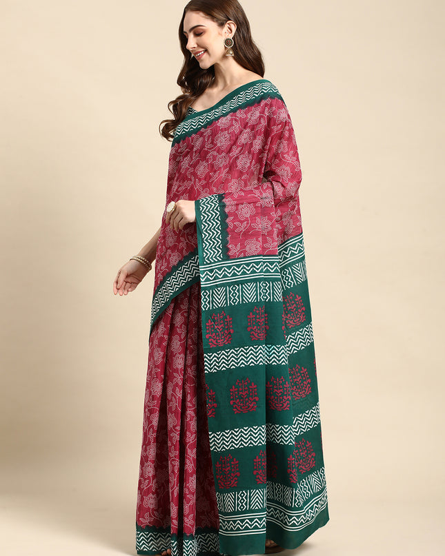 Pure Cotton Printed Mulmul Saree for Women with Blouse Piece