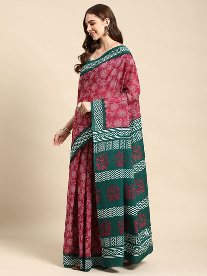 Pure Cotton Printed Mulmul Saree for Women with Blouse Piece