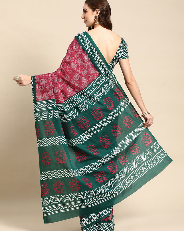 Pure Cotton Printed Mulmul Saree for Women with Blouse Piece