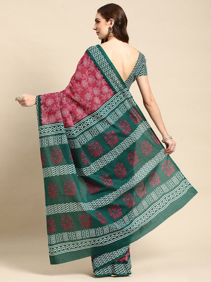 Pure Cotton Printed Mulmul Saree for Women with Blouse Piece