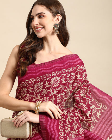 Pure Cotton Printed Mulmul Saree for Women with Blouse Piece