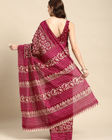 Pure Cotton Printed Mulmul Saree for Women with Blouse Piece