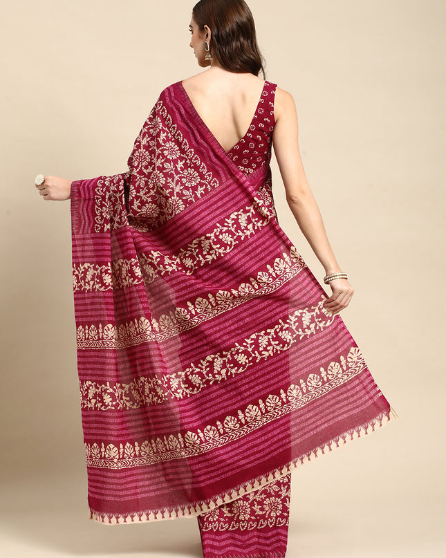 Pure Cotton Printed Mulmul Saree for Women with Blouse Piece