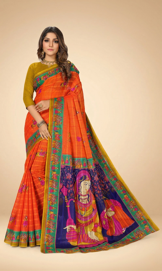 Pure Cotton Printed Mul Mul Saree for Women without Blouse Piece