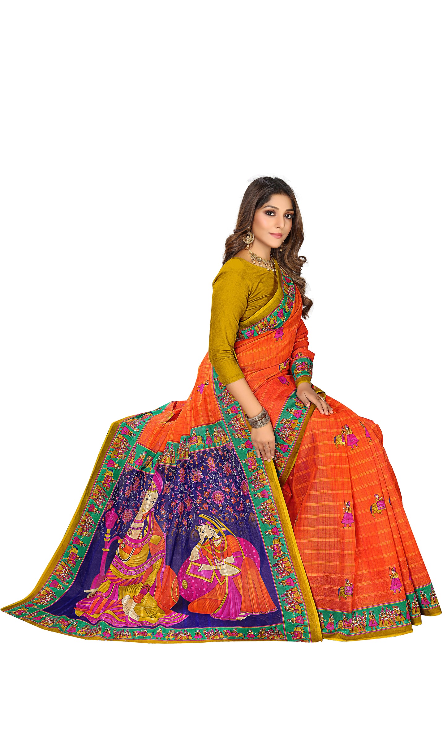 Pure Cotton Printed Mul Mul Saree for Women without Blouse Piece