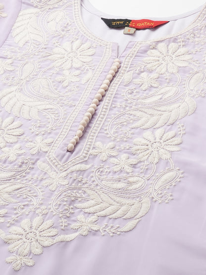 RATAN Women's Georgette Straight Lucknowi Chikankari Ethinic Wear Kurta