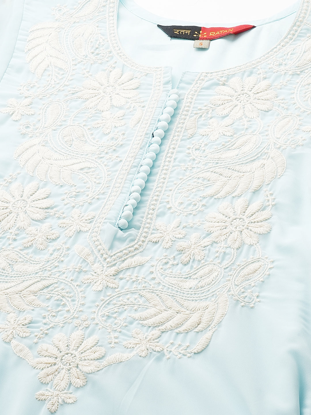 RATAN Women's Georgette Straight Lucknowi Chikankari Ethinic Wear Kurta