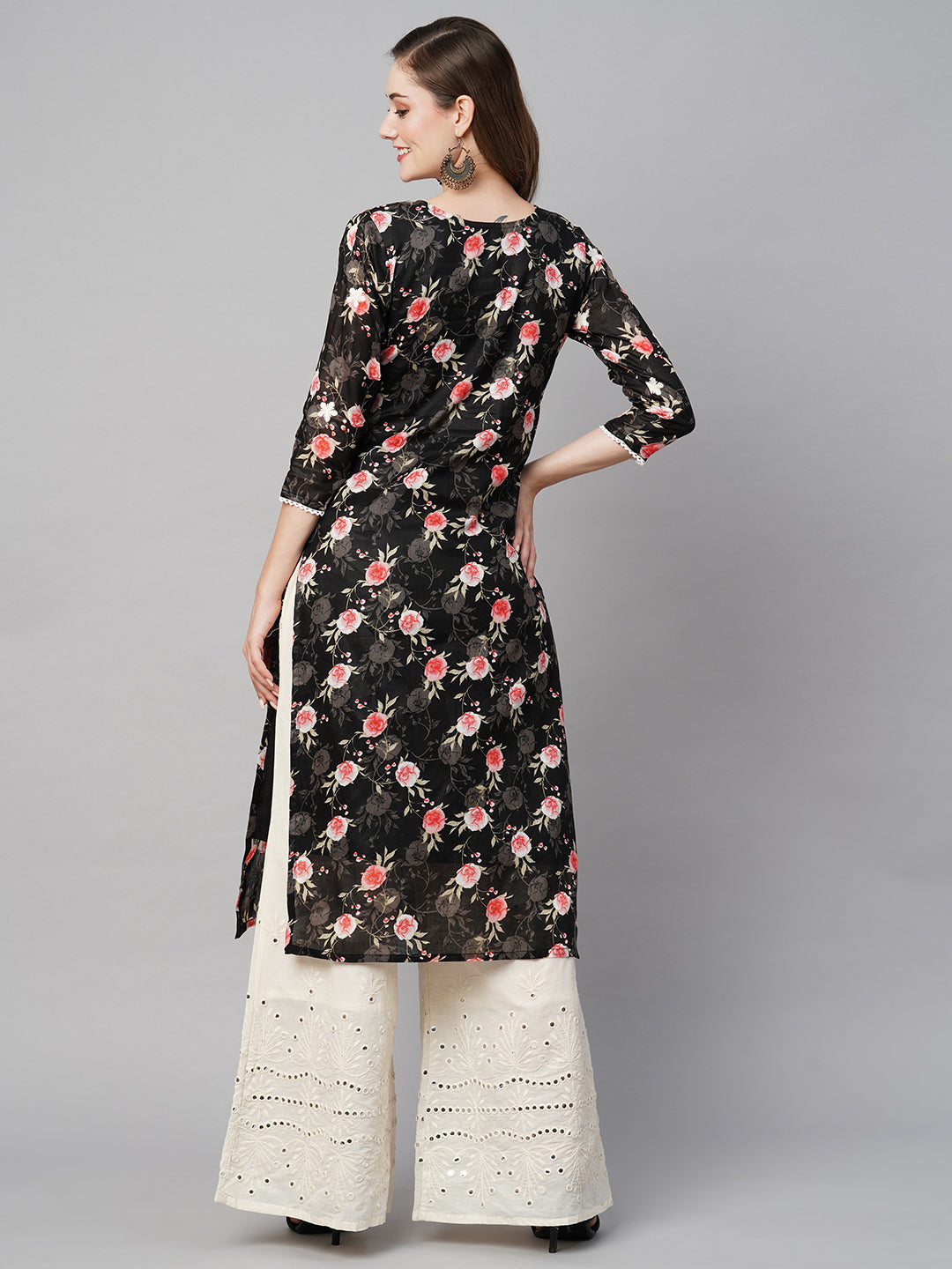 Cotton Printed Straight Lucknowi Chikankari Ethinic Wear Kurta