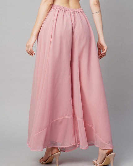 Women’s Freesize Georgette Flared Sharara Palazzo Pant with Lining