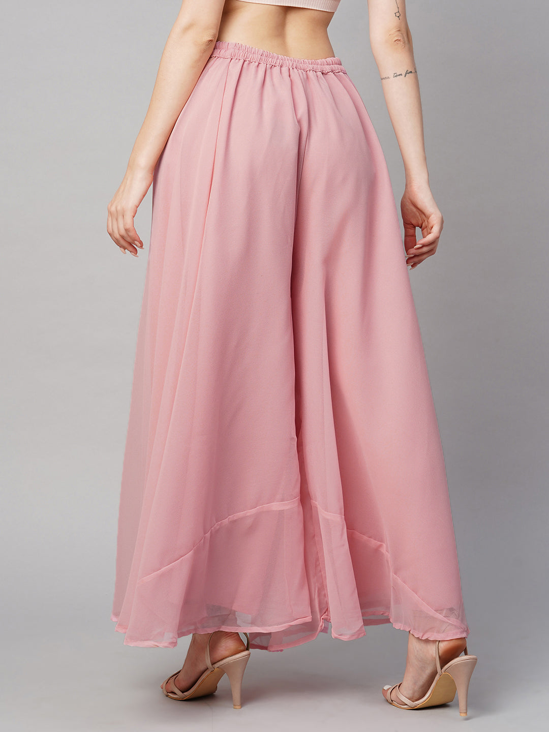 Women’s Freesize Georgette Flared Sharara Palazzo Pant with Lining