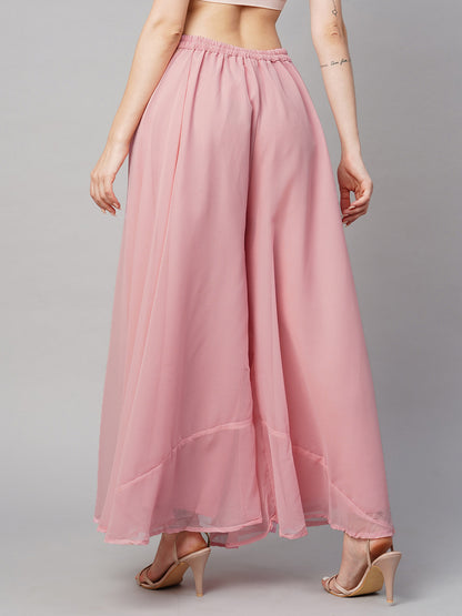 Women’s Freesize Georgette Flared Sharara Palazzo Pant with Lining