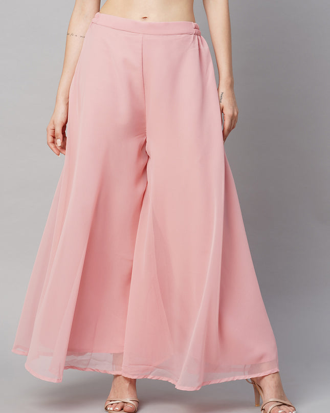 Women’s Freesize Georgette Flared Sharara Palazzo Pant with Lining