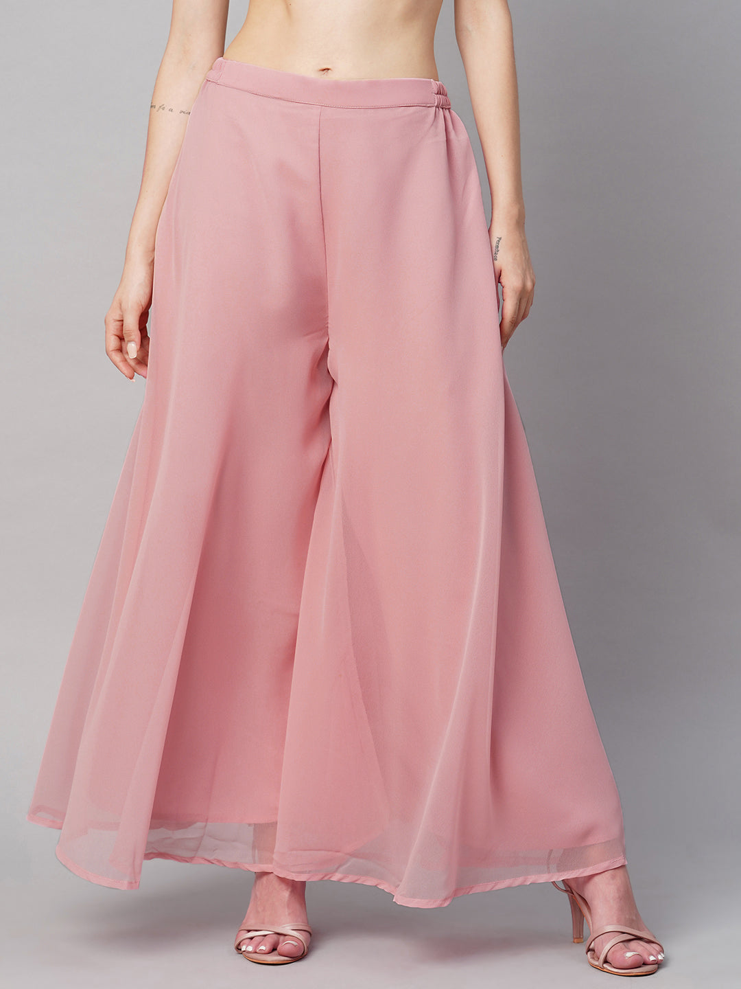 Women’s Freesize Georgette Flared Sharara Palazzo Pant with Lining
