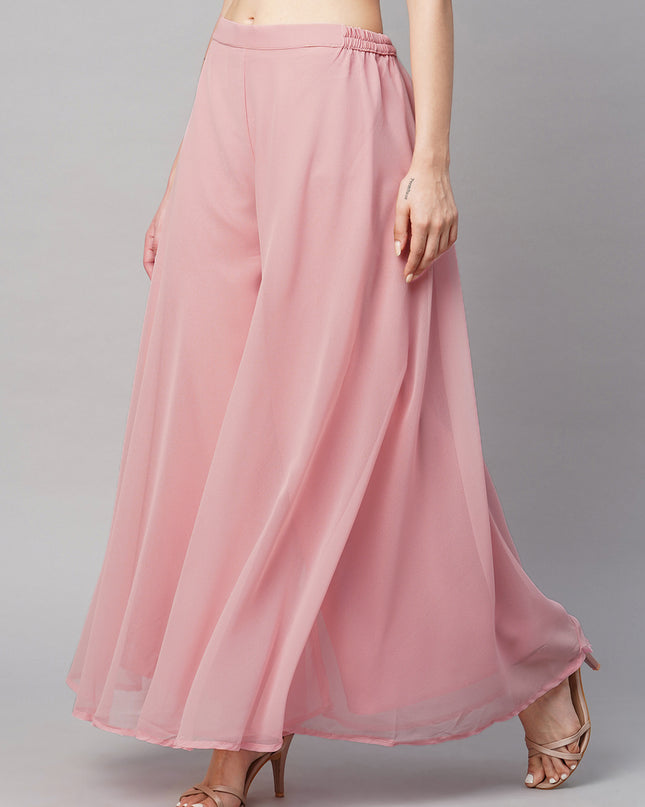 Women’s Freesize Georgette Flared Sharara Palazzo Pant with Lining